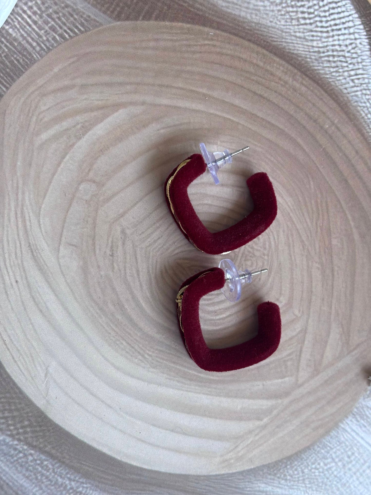 Winey Velvet Statement Earring