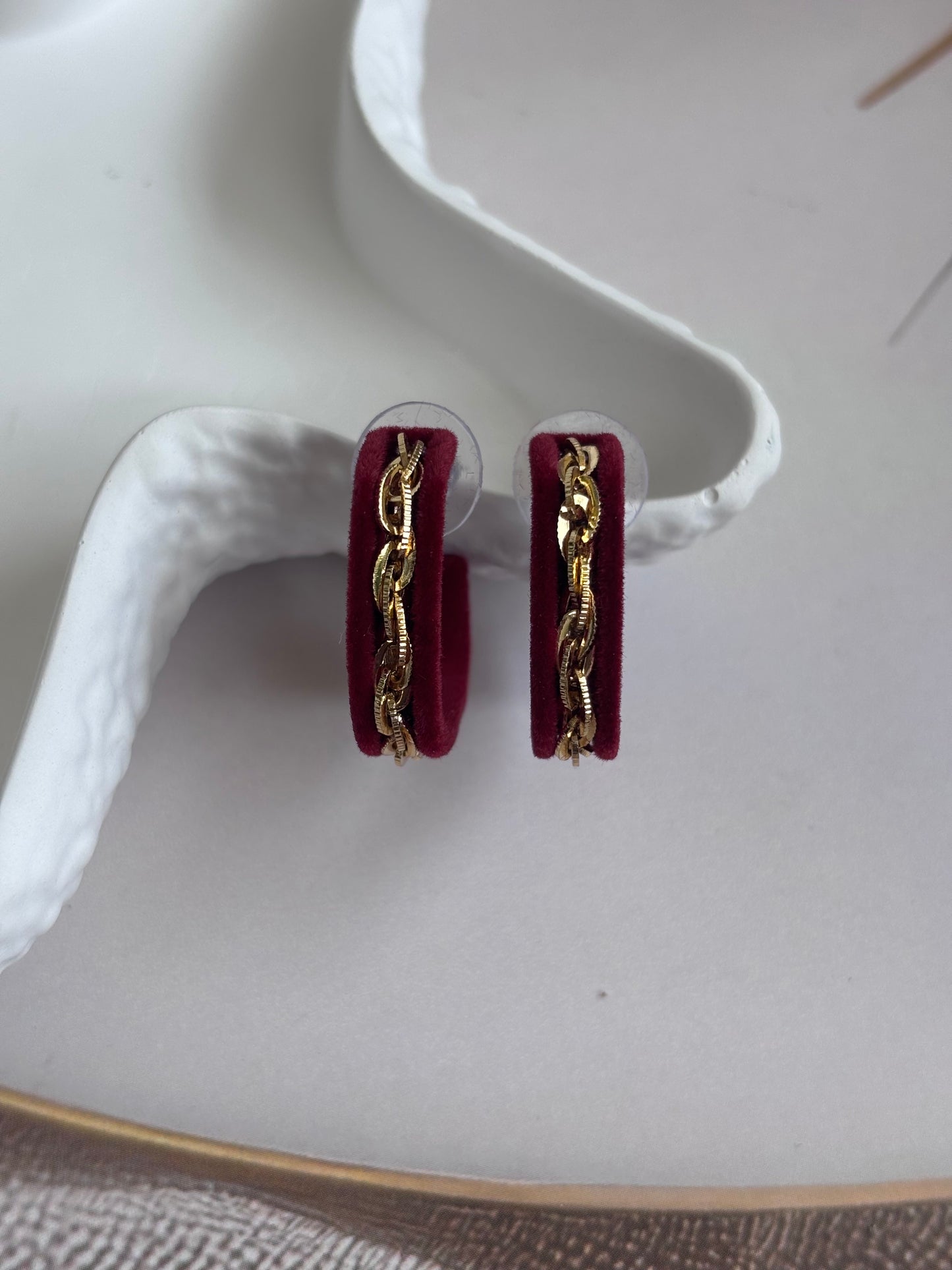 Winey Velvet Statement Earring