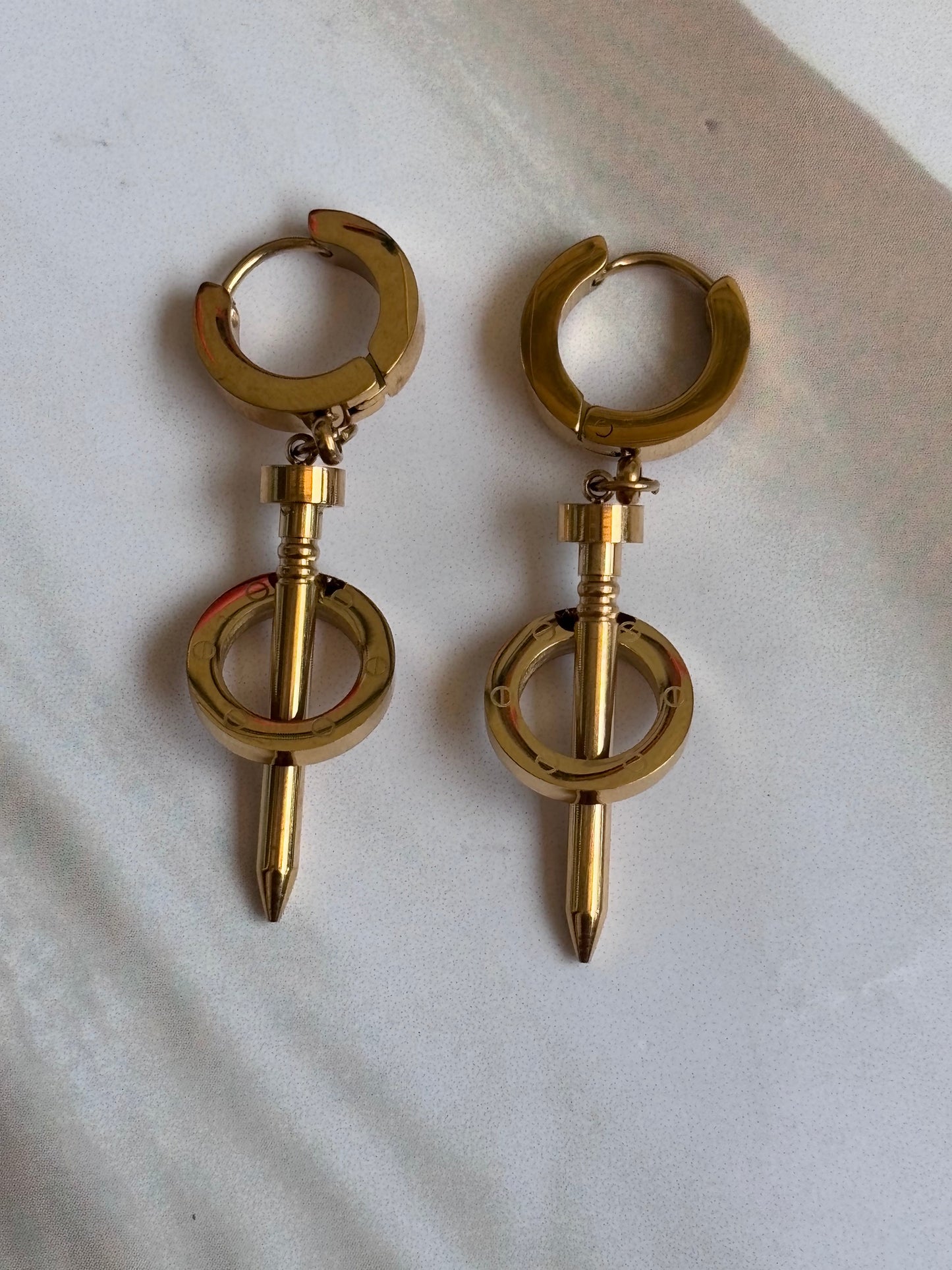 Cartier-Nail dangle Huggie Earring