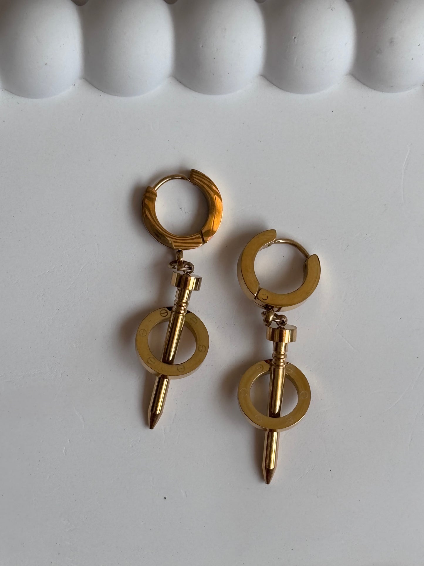 Cartier-Nail dangle Huggie Earring