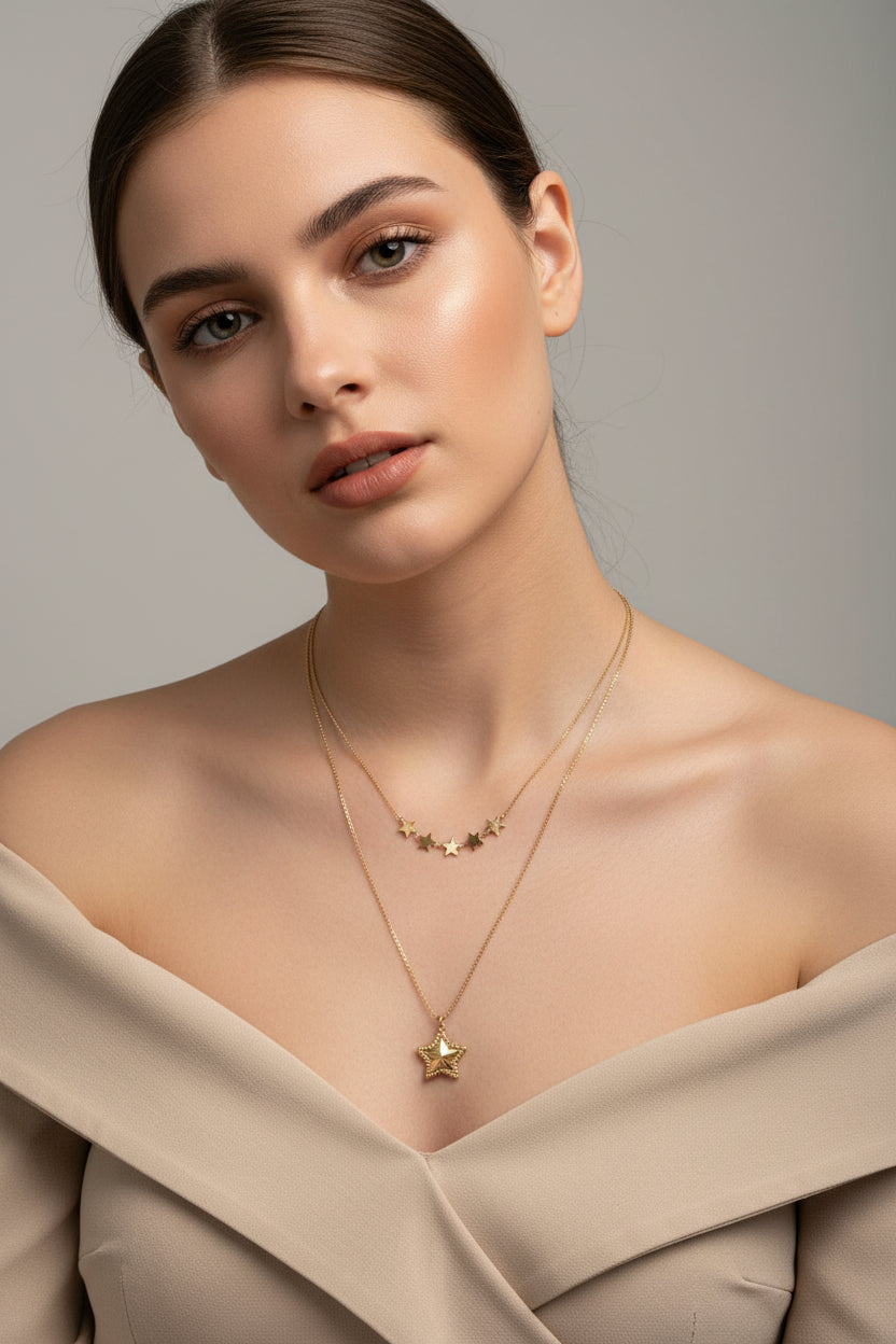 Starry star layered necklace