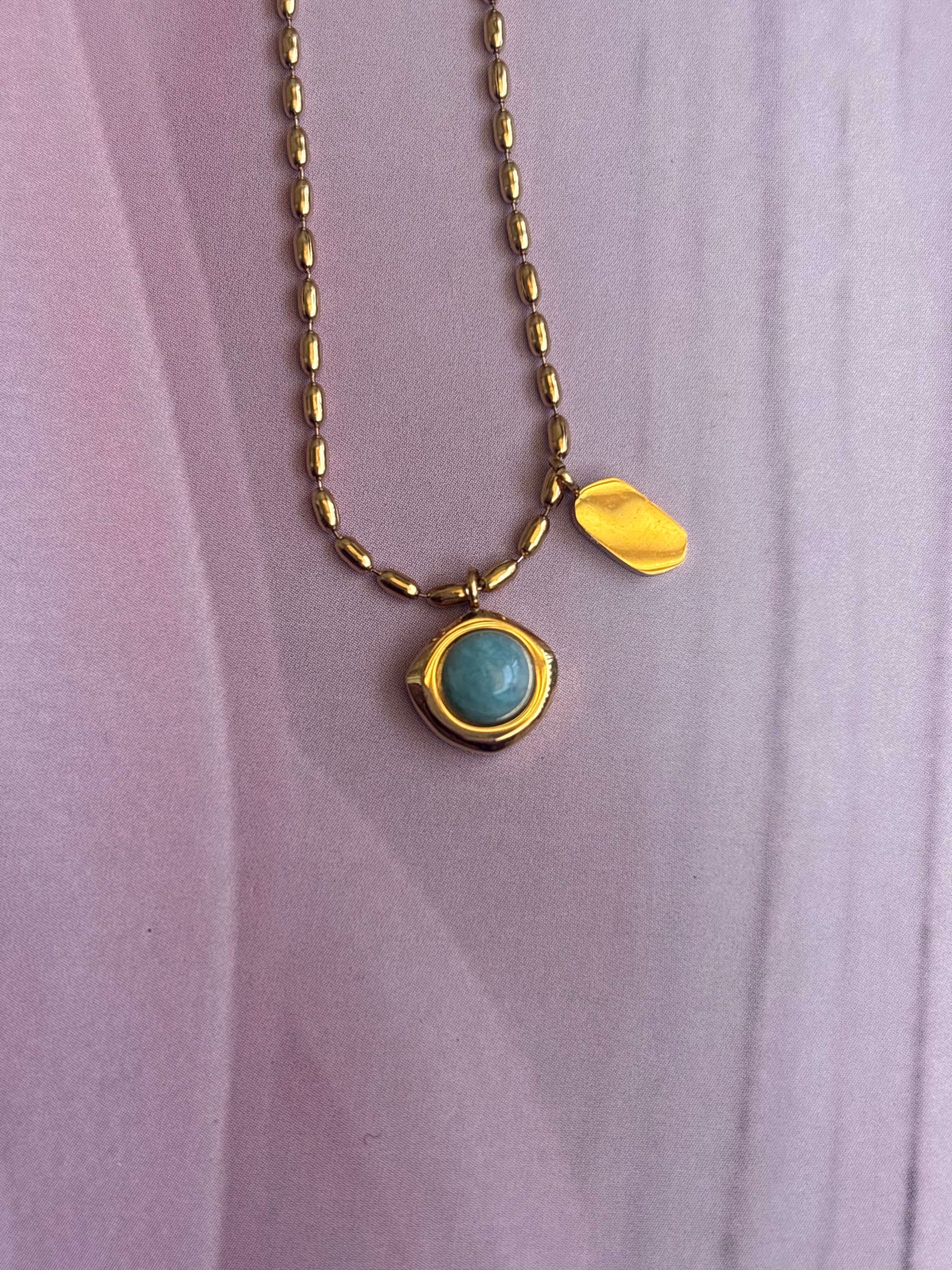 Blue bead statement necklace
