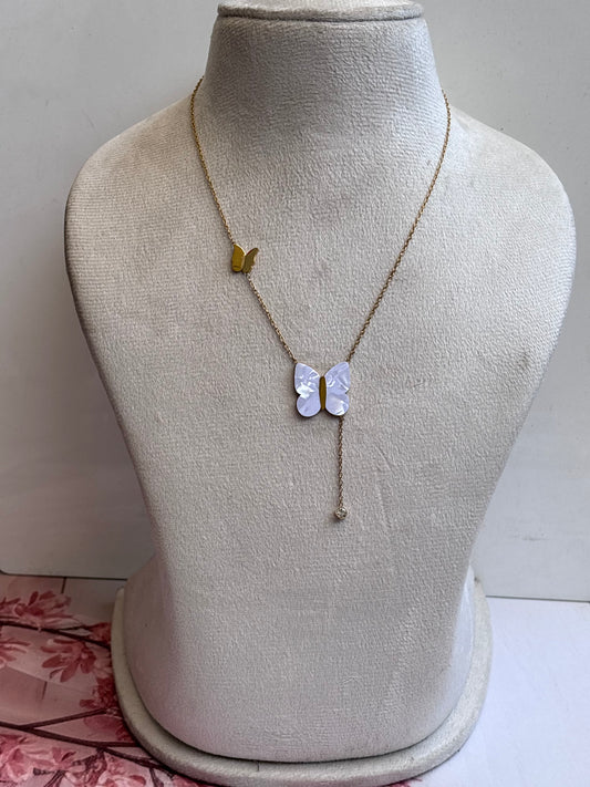 Whity MOP Butterfly Necklace
