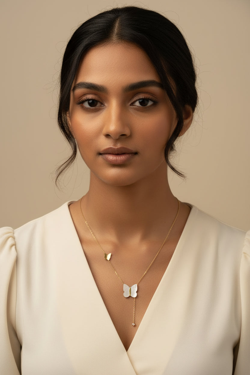 Whity MOP Butterfly Necklace