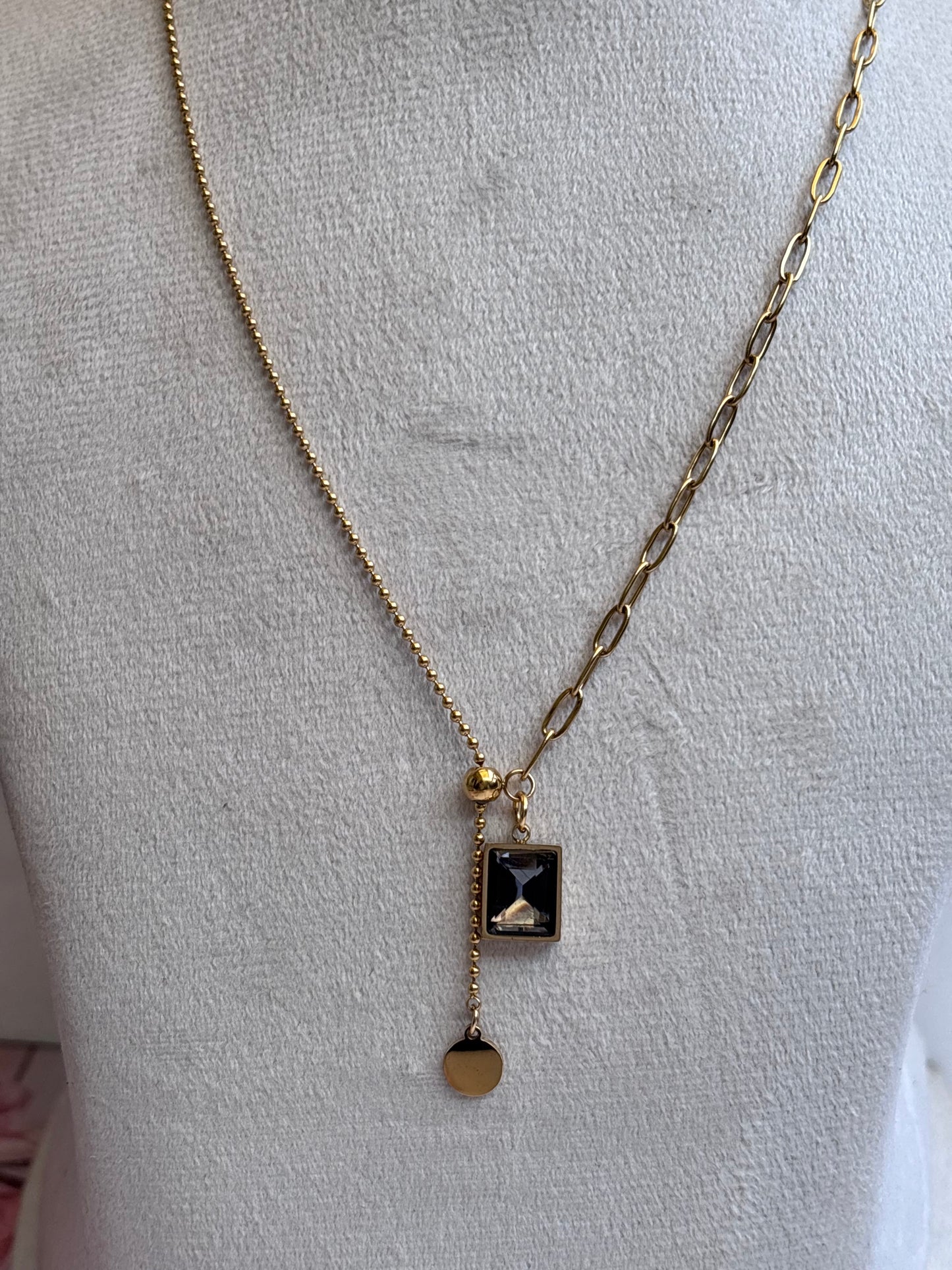 Half n half  Statement MOP Necklace