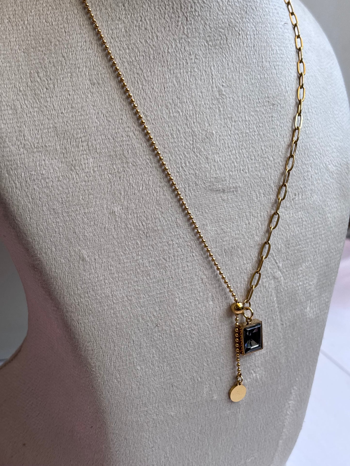 Half n half  Statement MOP Necklace