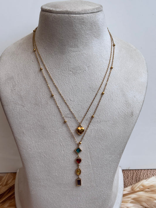 Layered Golden heart pendant necklace