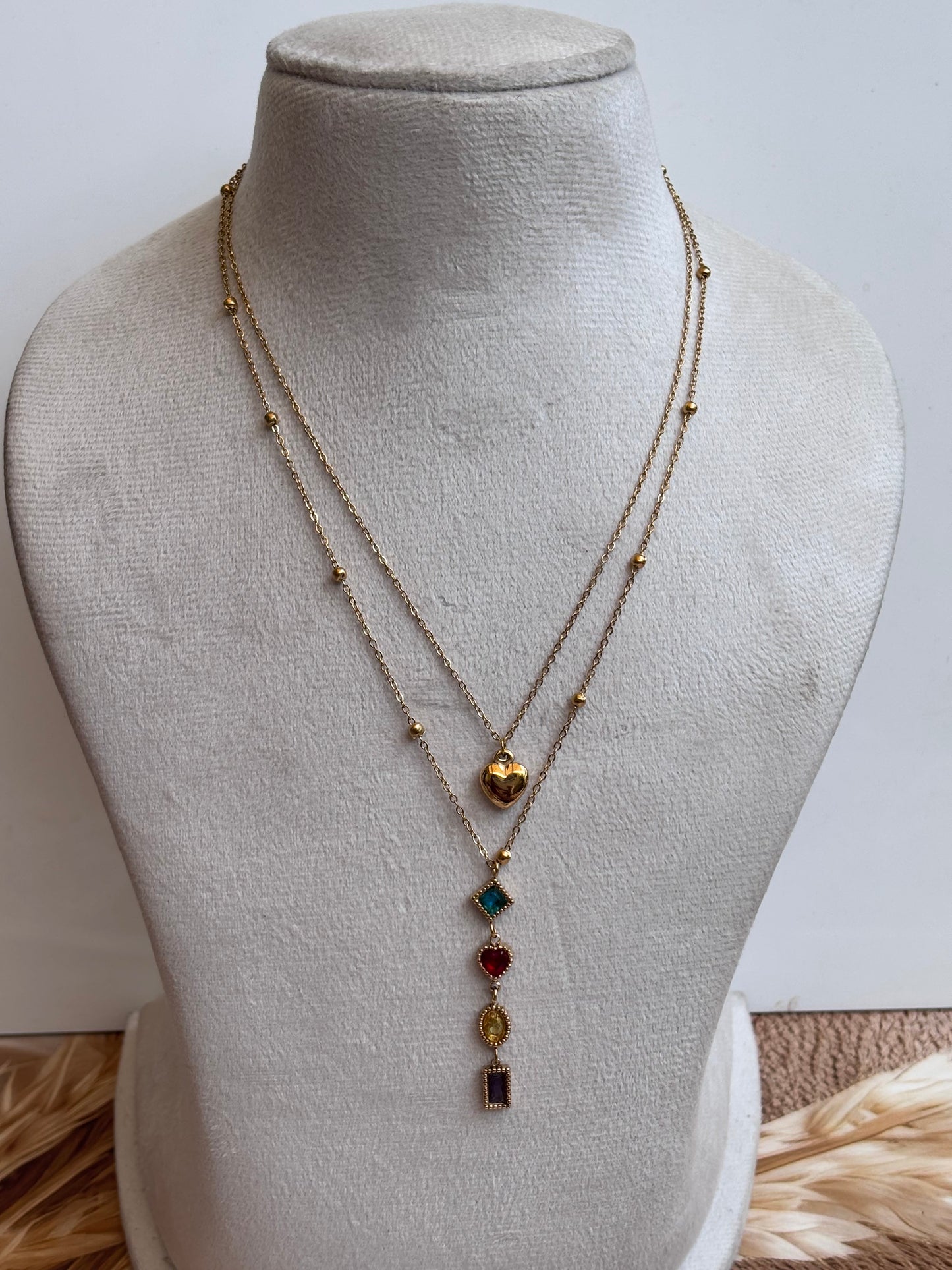 Layered Golden heart pendant necklace