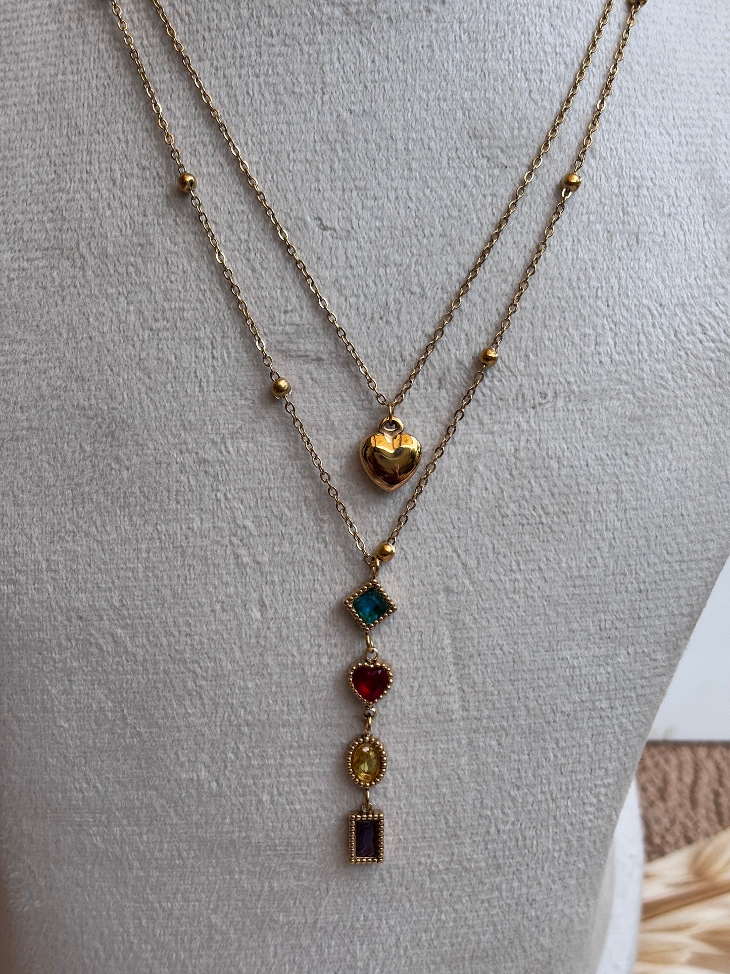 Layered Golden heart pendant necklace