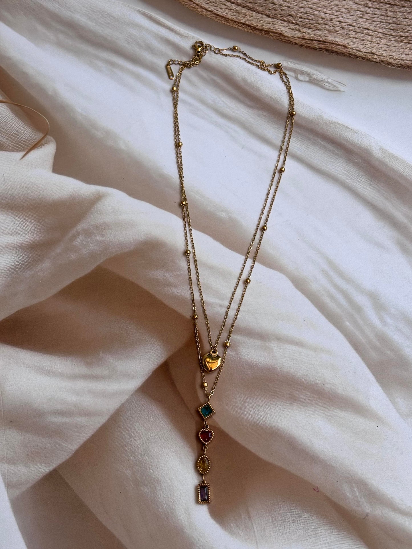 Layered Golden heart pendant necklace