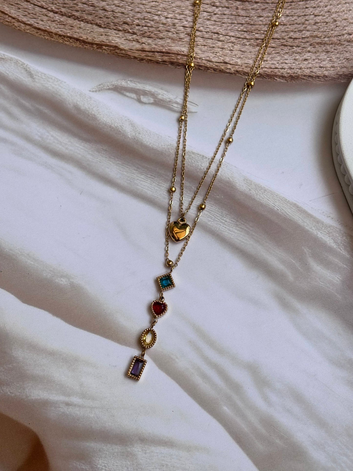 Layered Golden heart pendant necklace