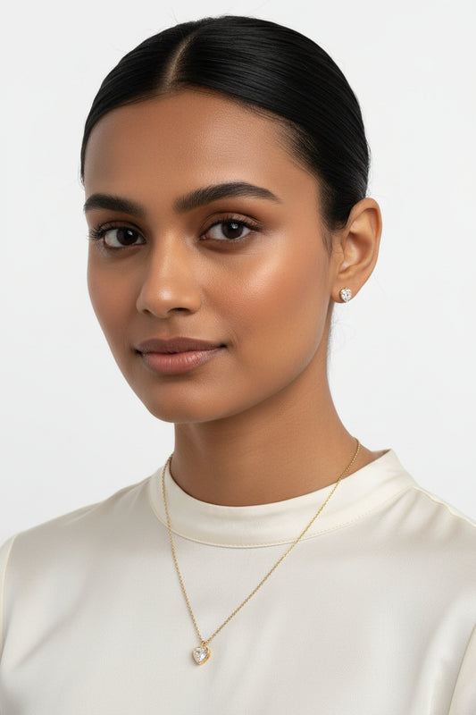 AD Stone heart pendant necklace set