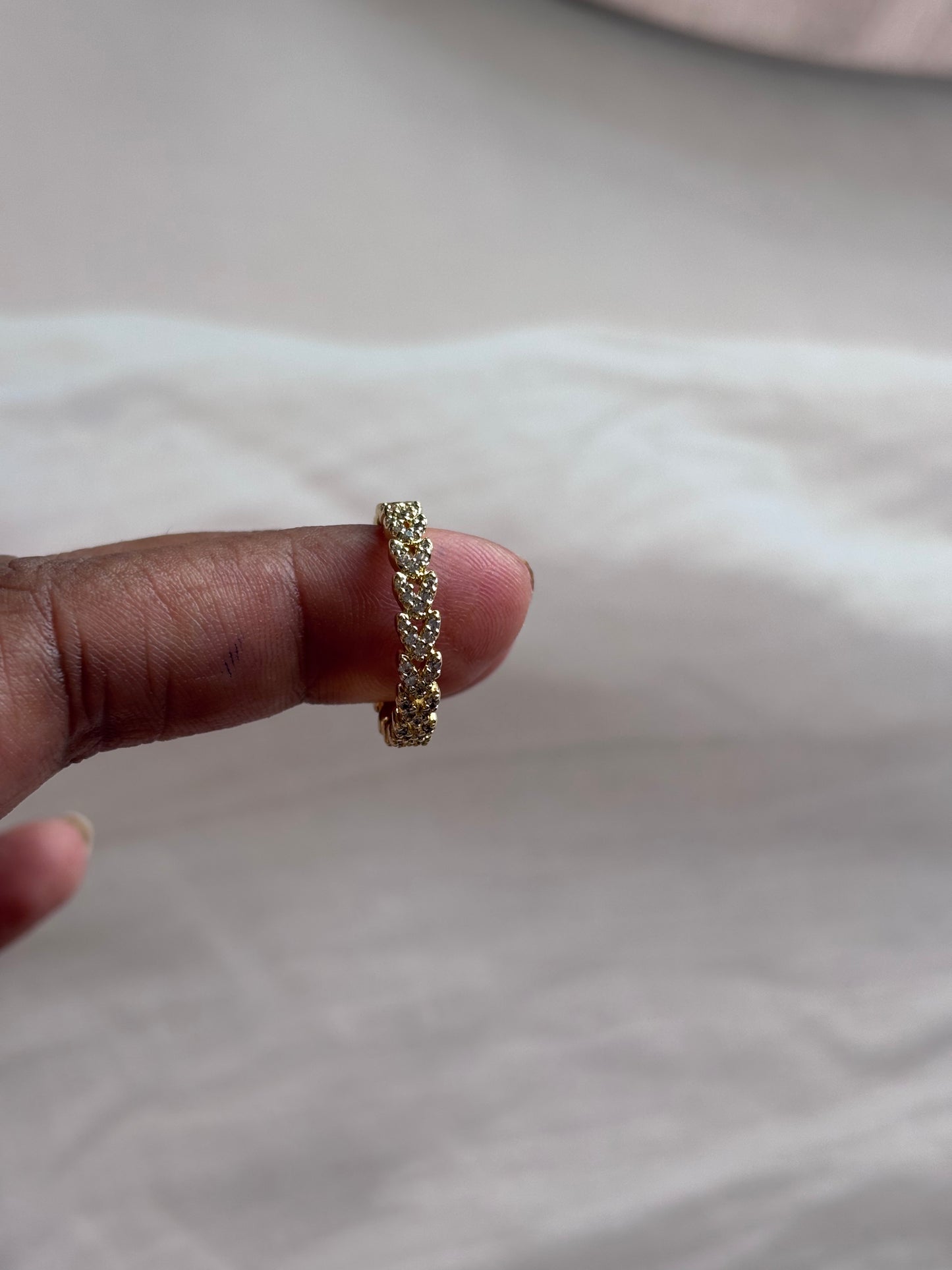 Tiny hearts loaded AD ring, delicate