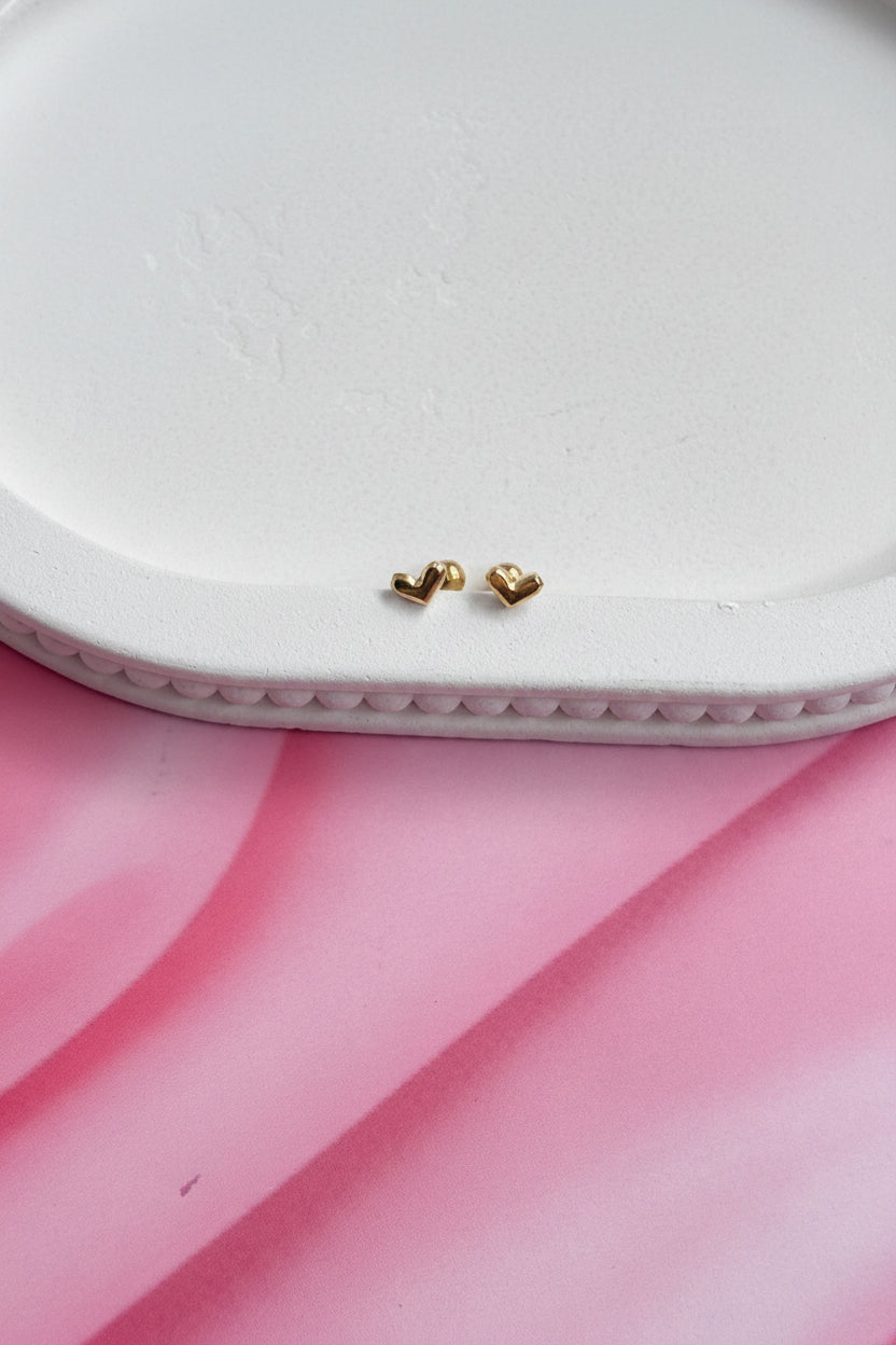 Tiny V Heart studs