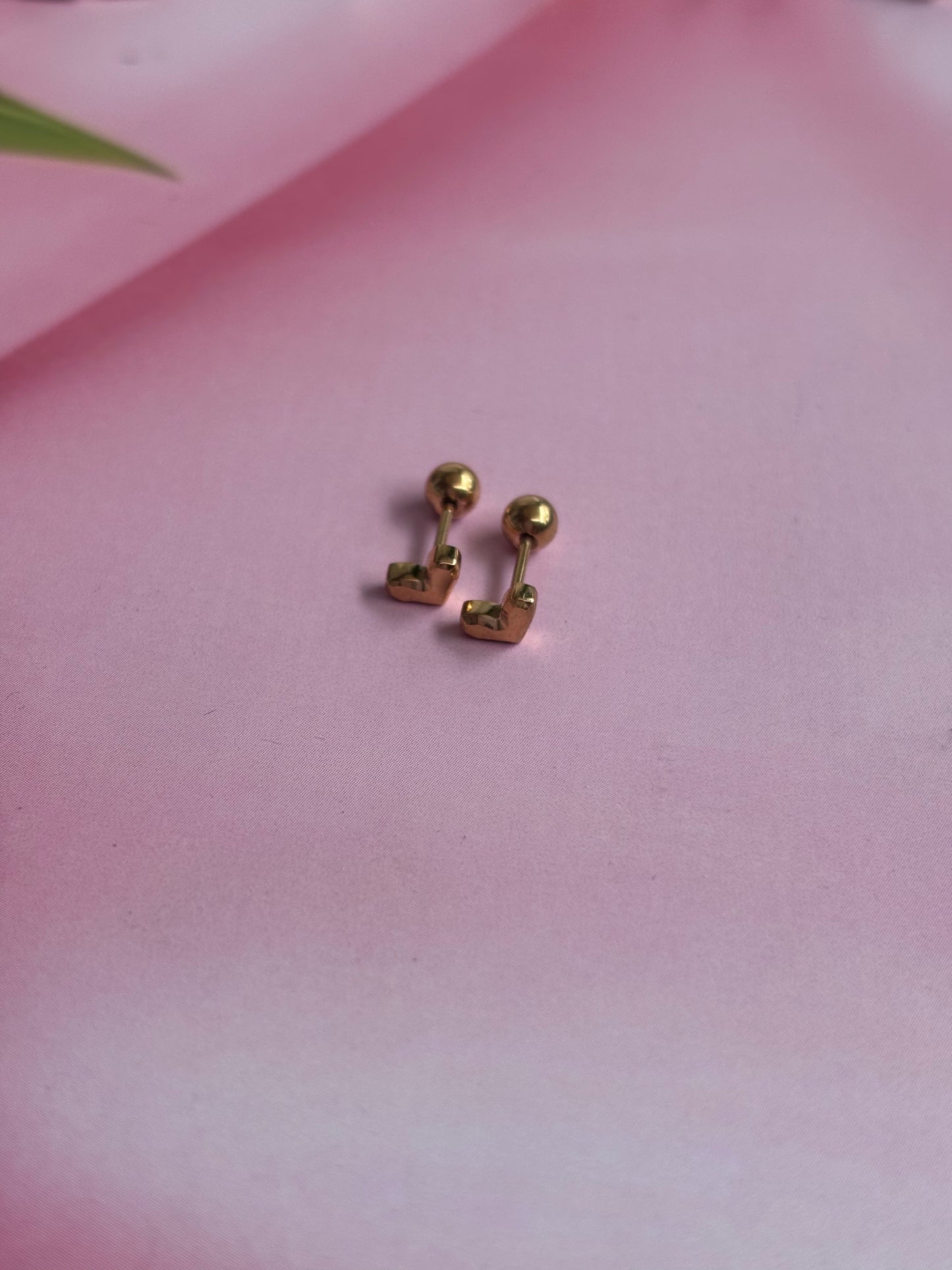Tiny V Heart studs