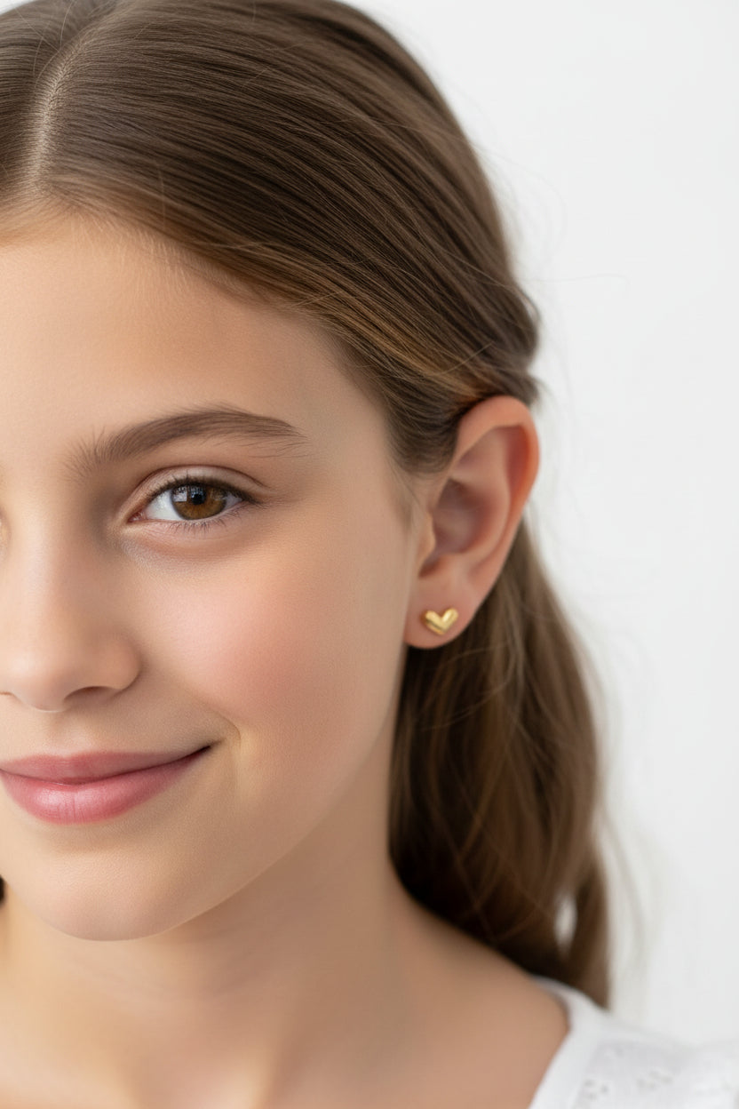 Tiny V Heart studs