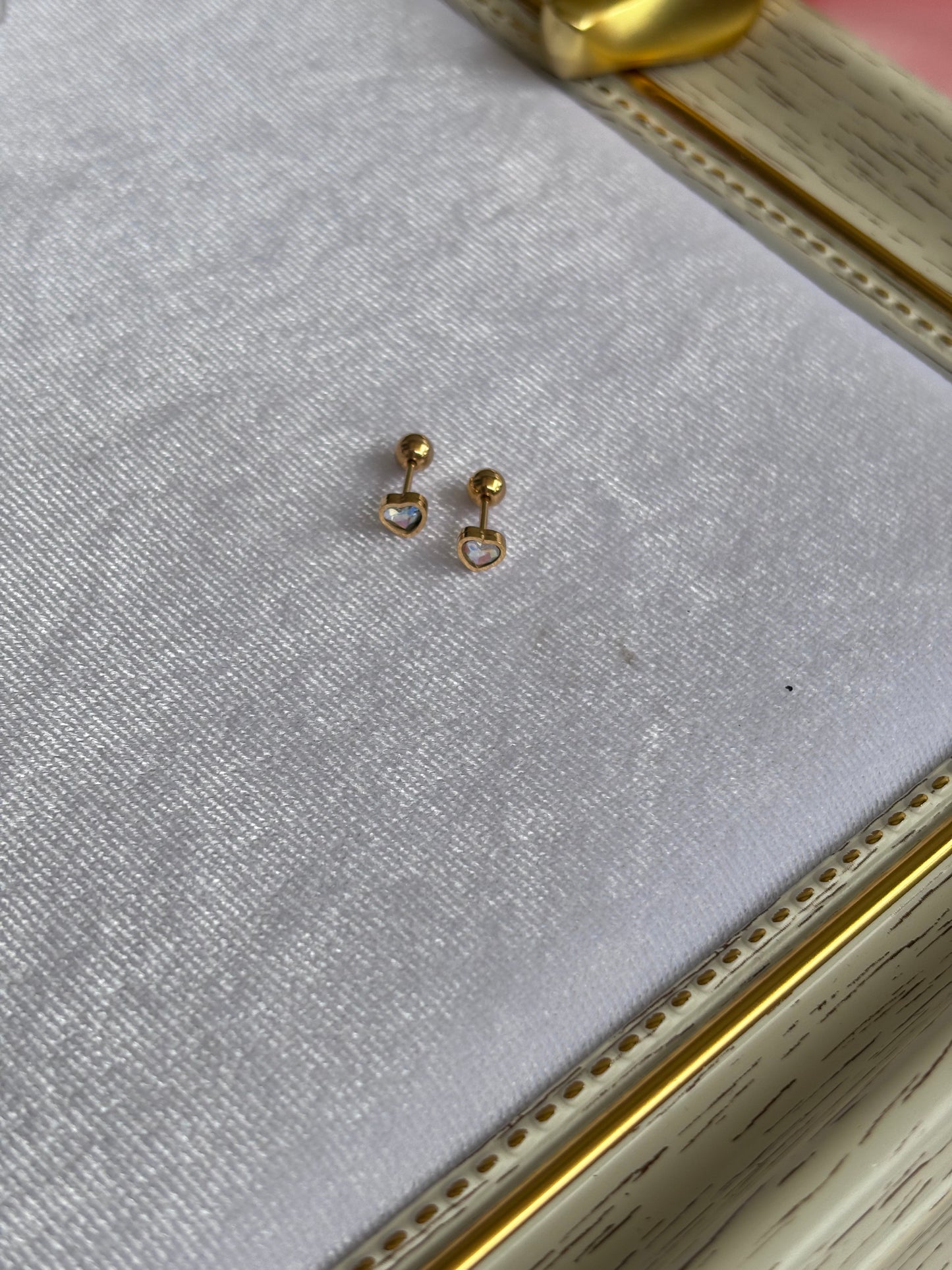 White stone heart studs