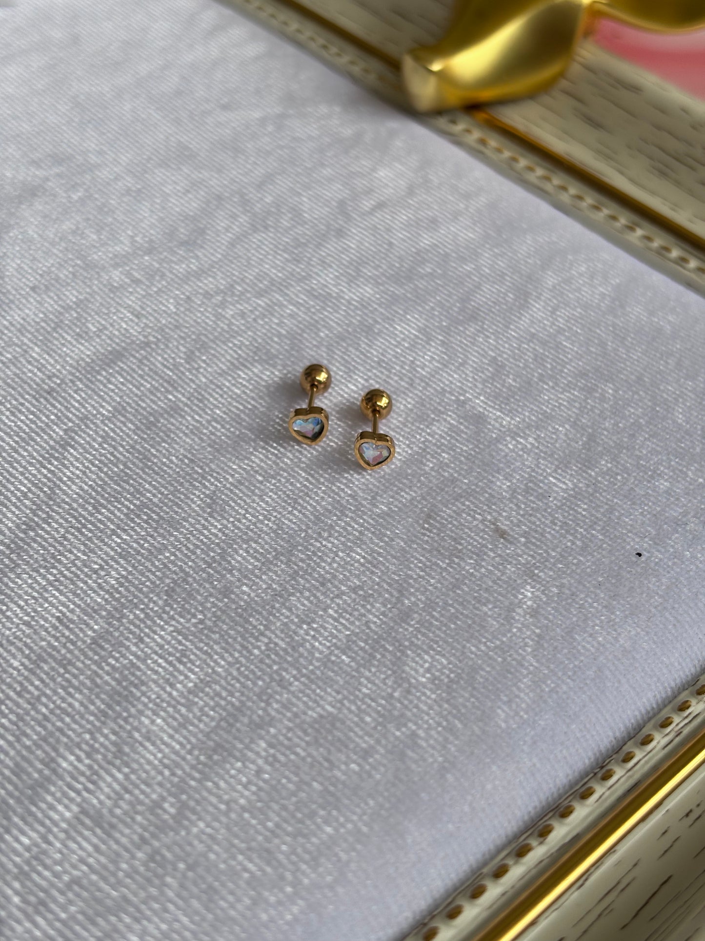 White stone heart studs