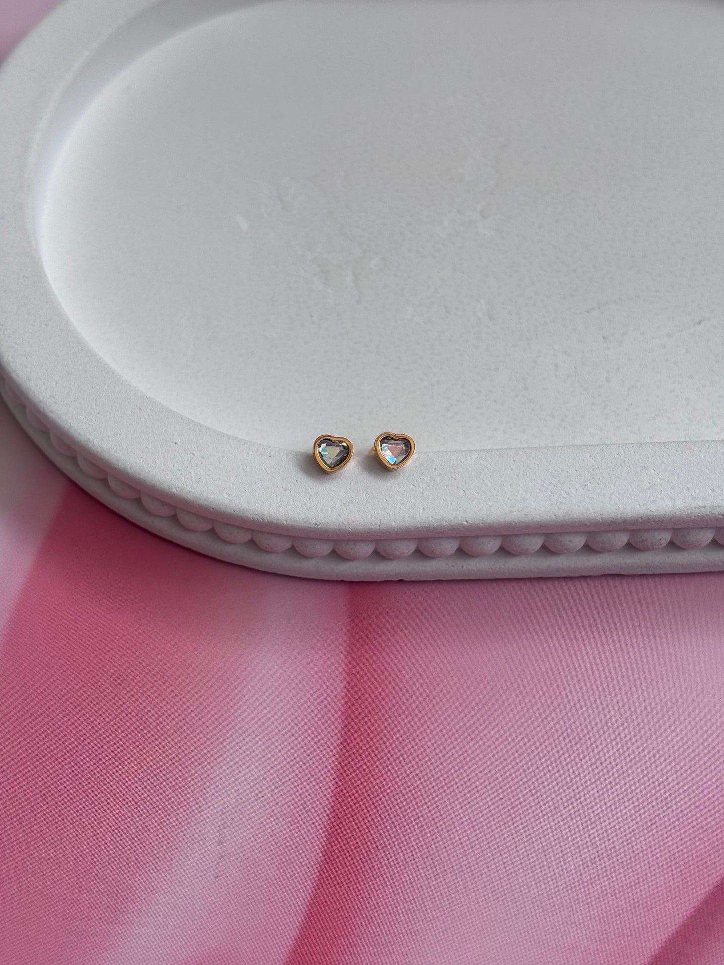 White stone heart studs