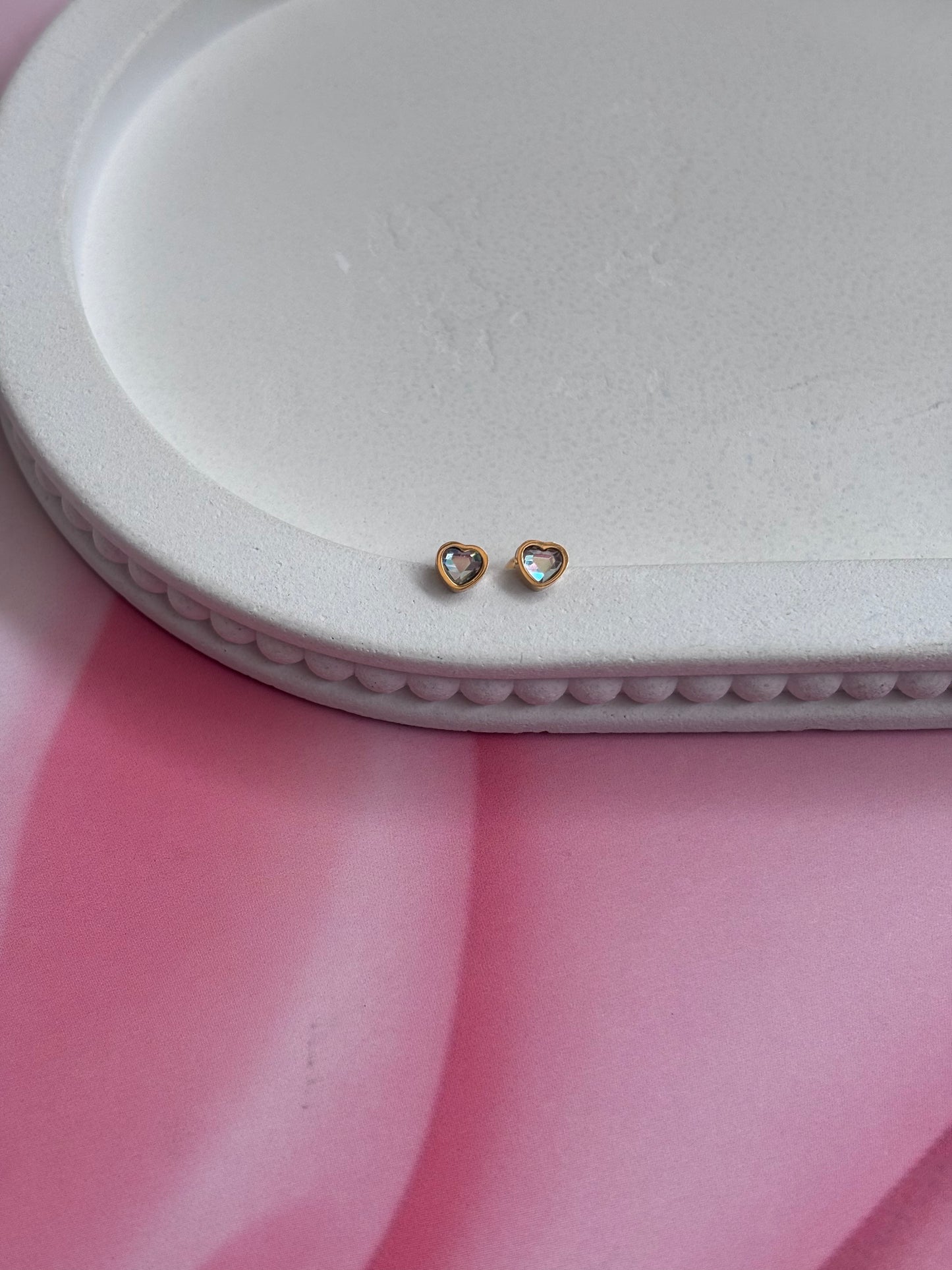 White stone heart studs