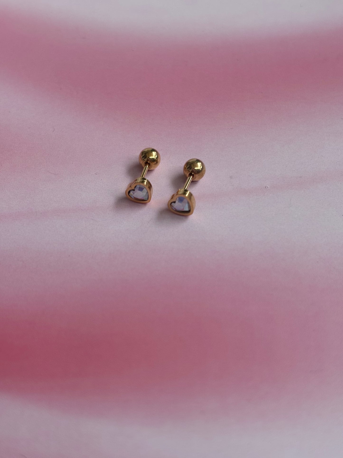 White stone heart studs