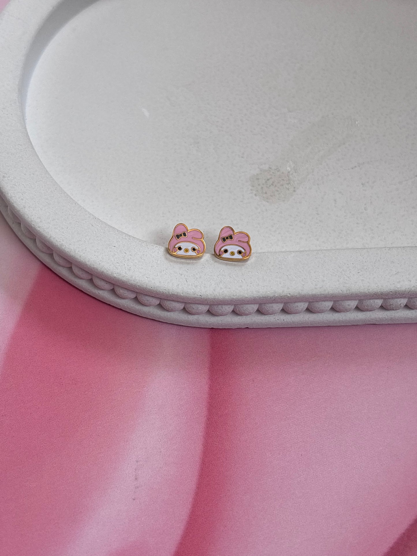 Pink Labubu studs