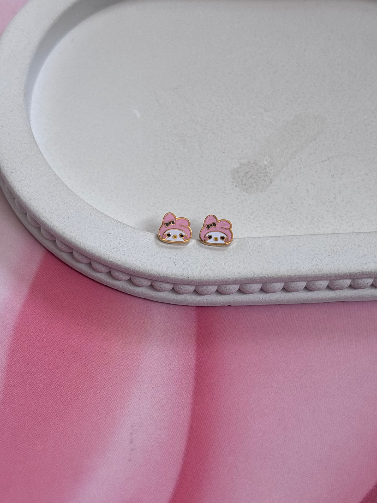 Pink Labubu studs