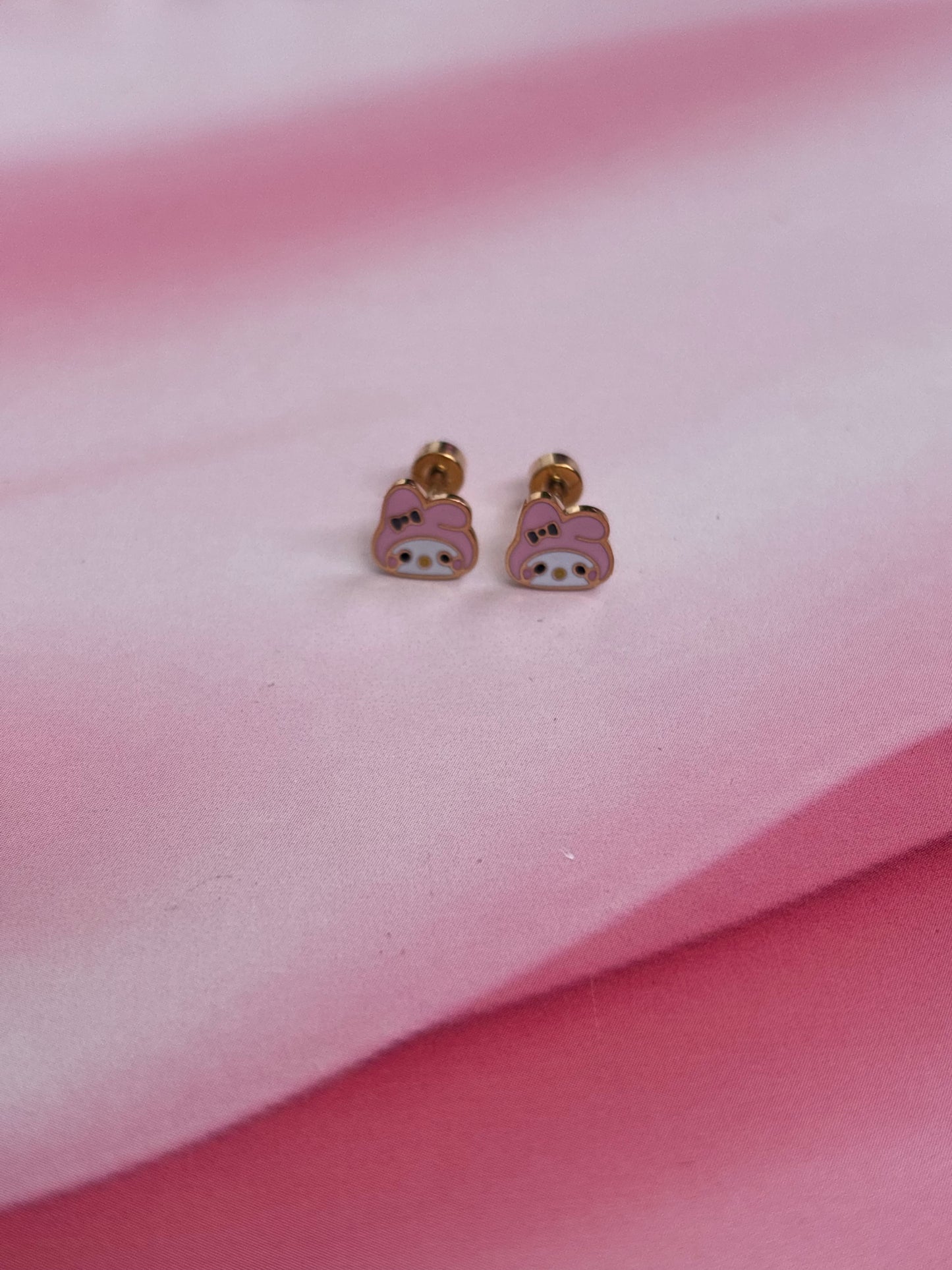 Pink Labubu studs