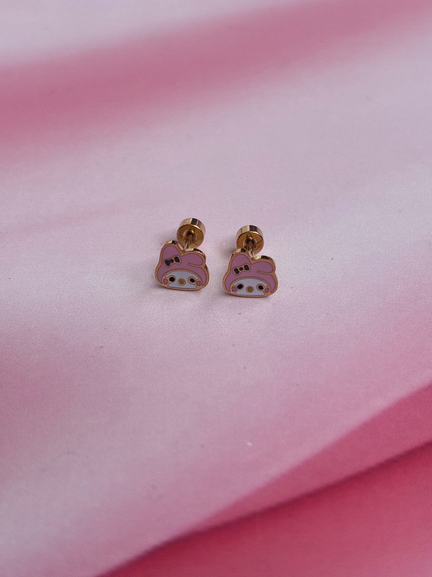 Pink Labubu studs