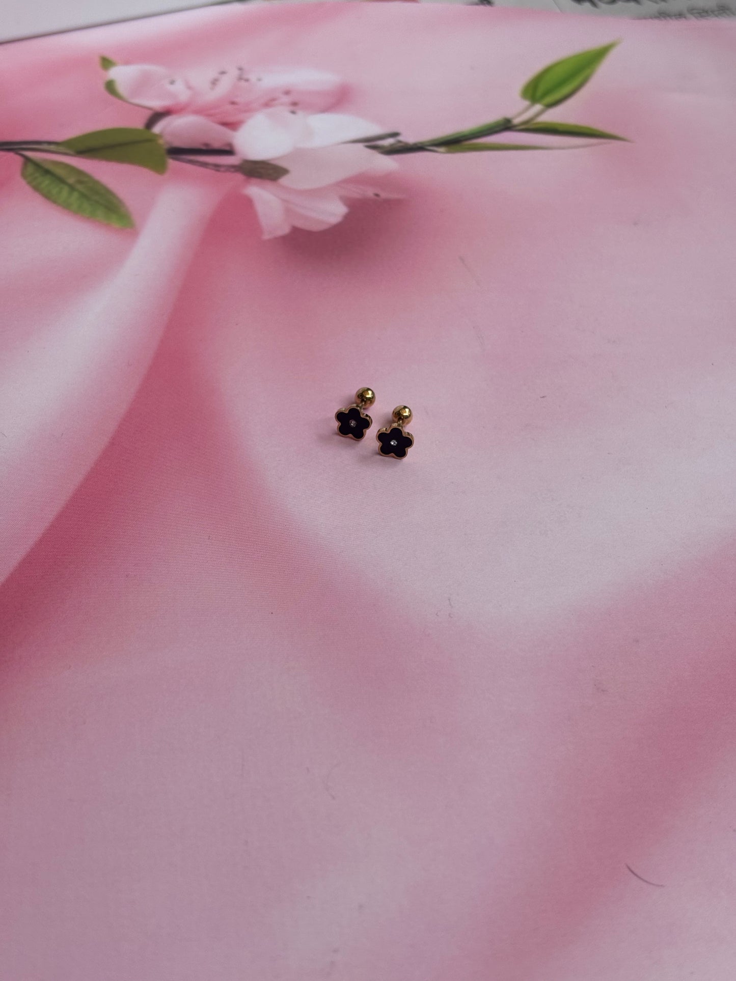 Black Flower studs