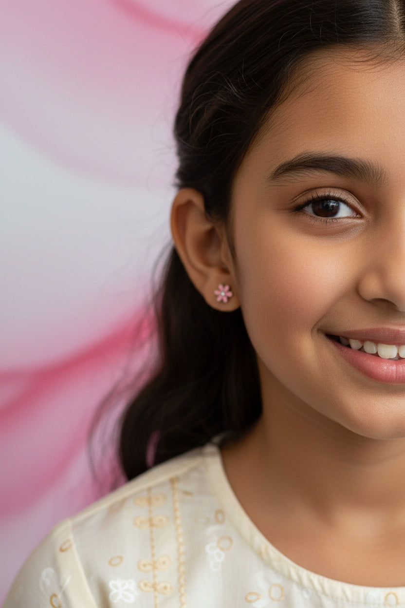 Delicate pink flower studs