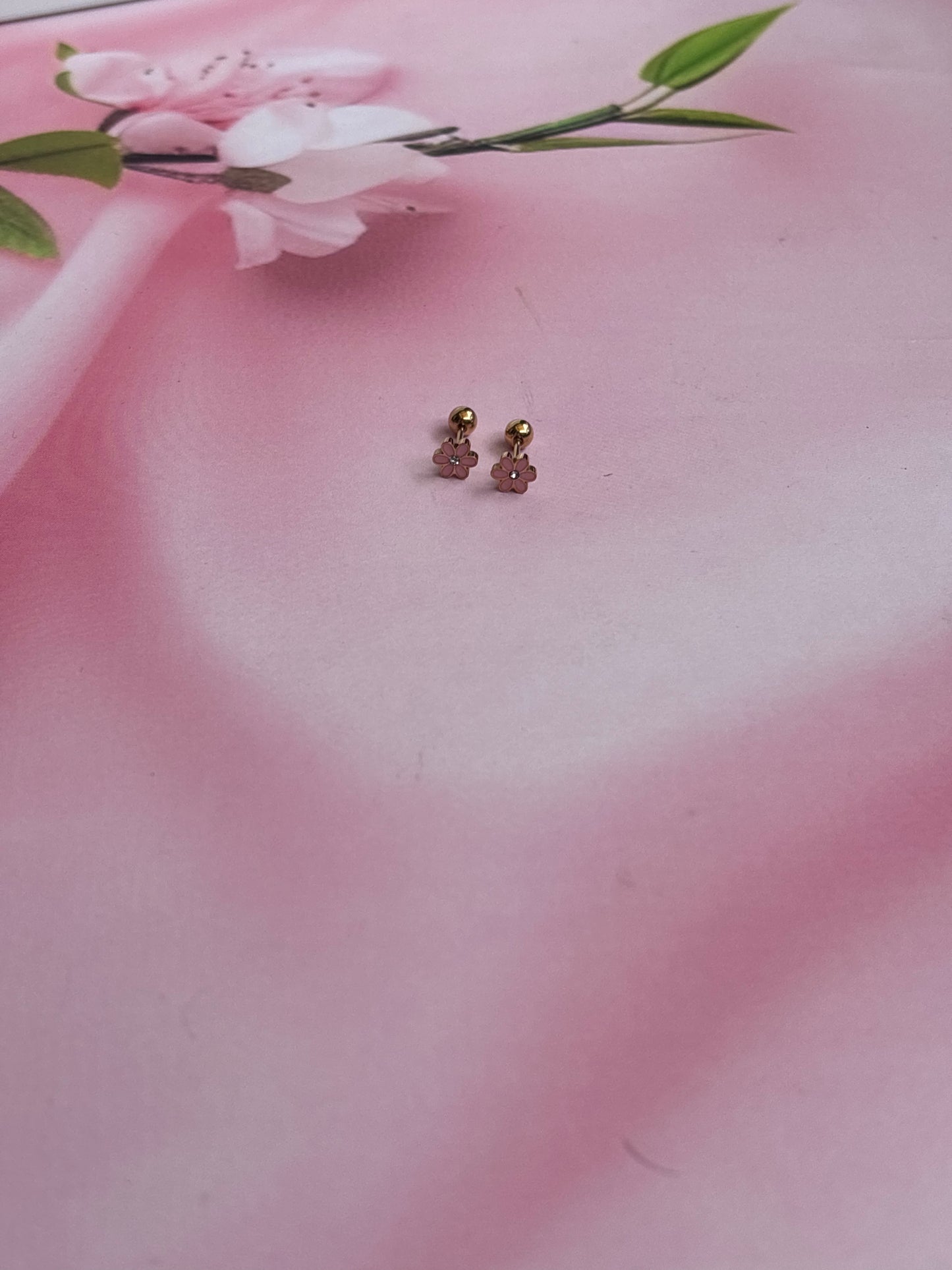 Delicate pink flower studs