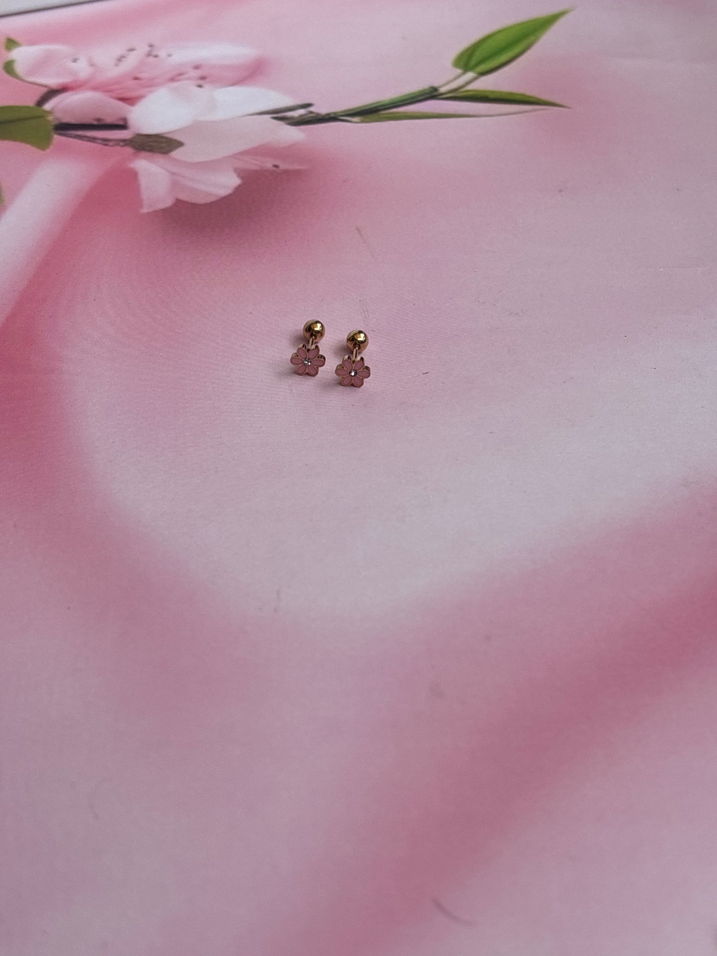Delicate pink flower studs