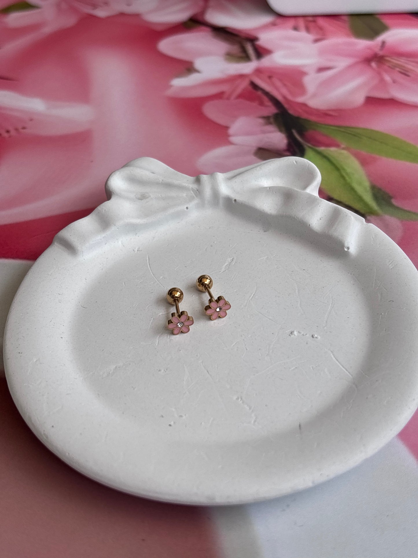 Delicate pink flower studs