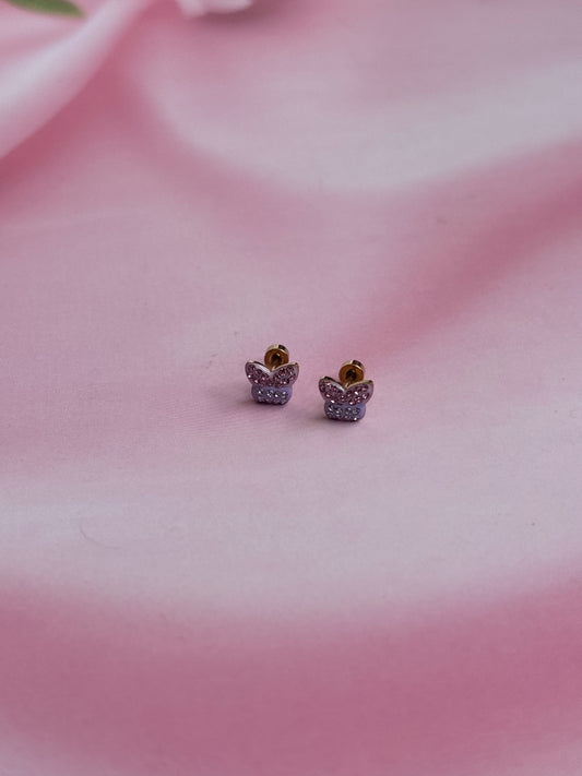 Lilac pinky butterfly studs