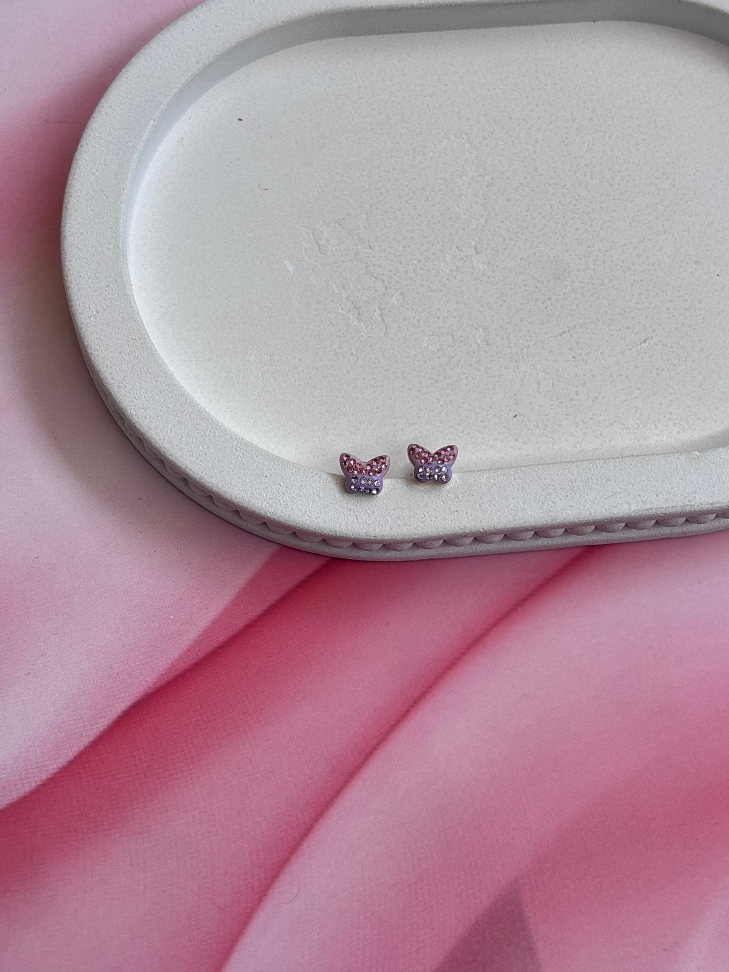 Lilac pinky butterfly studs