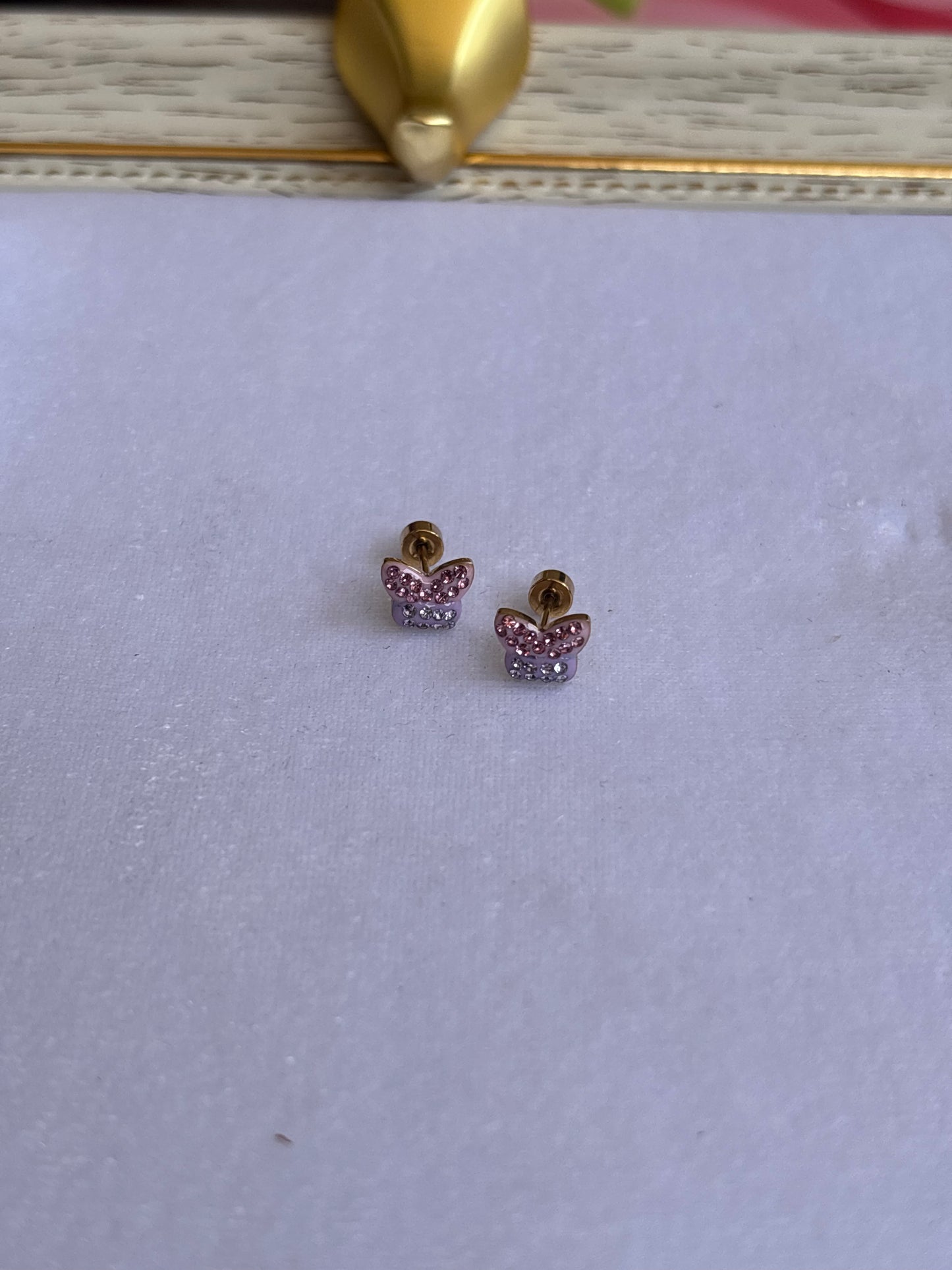 Lilac pinky butterfly studs