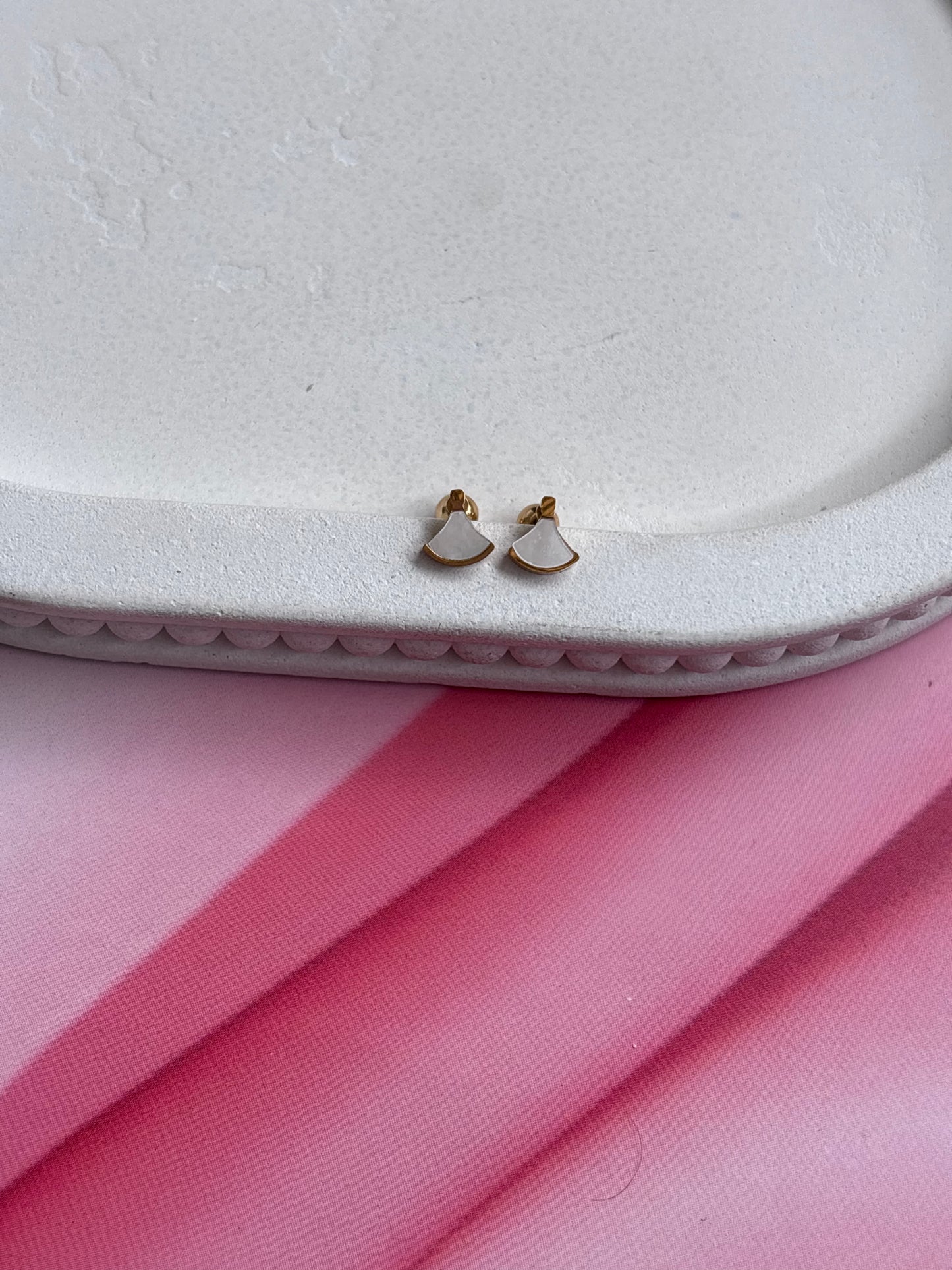 White Flat Mushroom studs