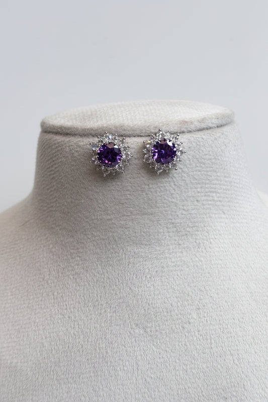 Violet Flower Zirconia studs