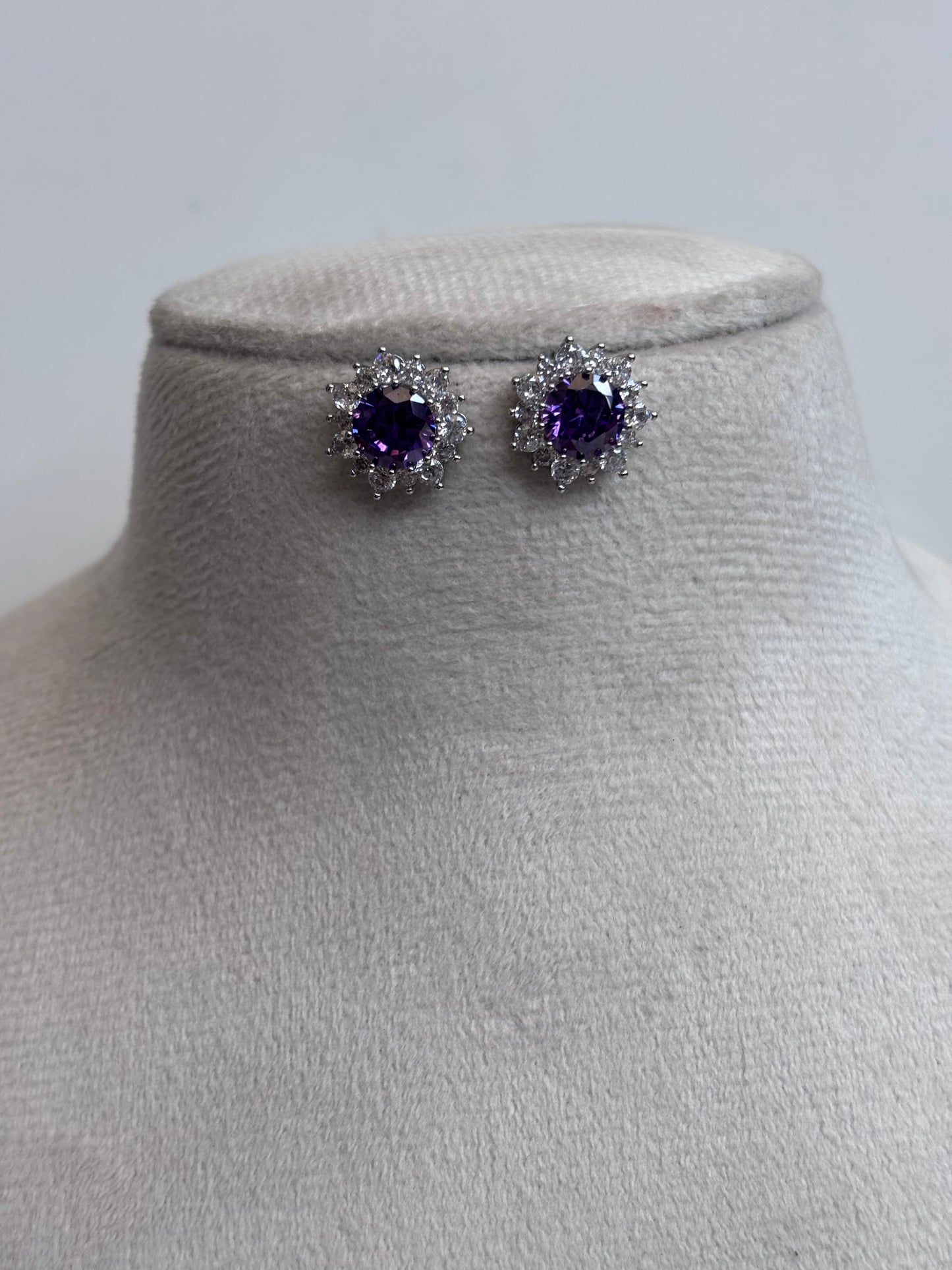 Violet Flower Zirconia studs