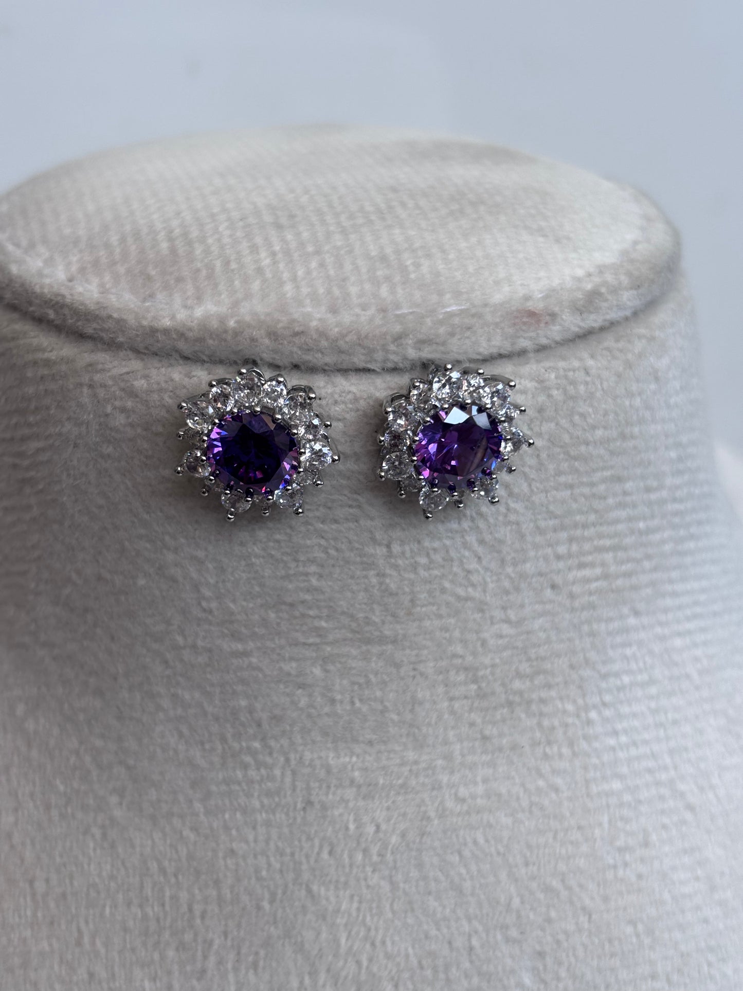 Violet Flower Zirconia studs