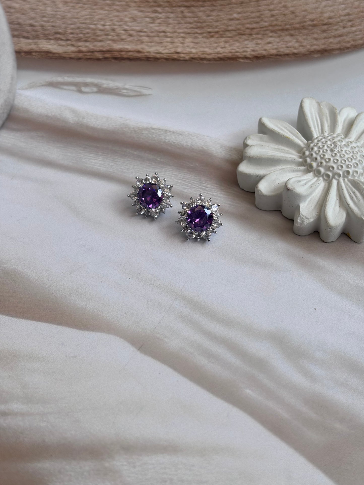 Violet Flower Zirconia studs
