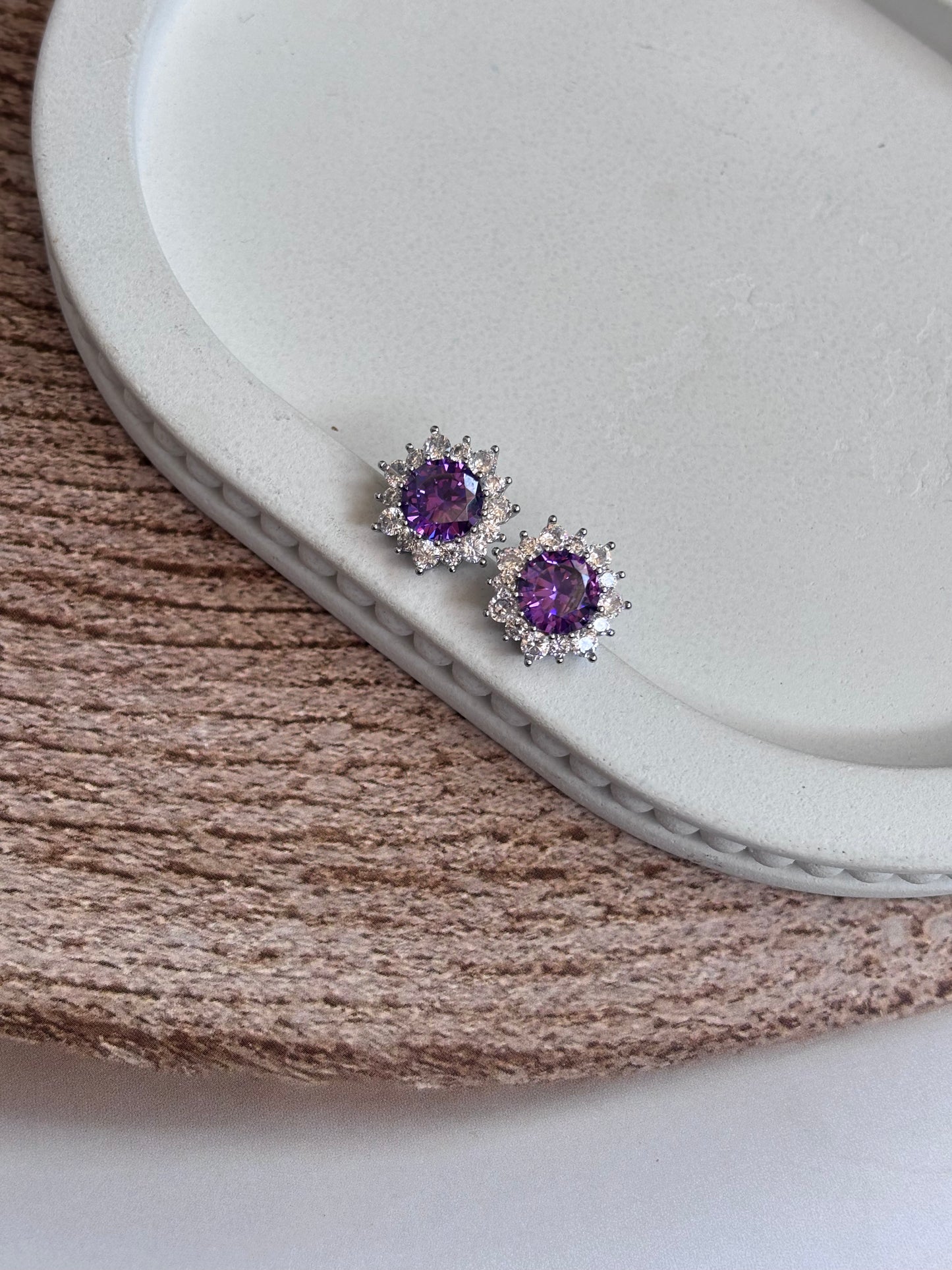 Violet Flower Zirconia studs
