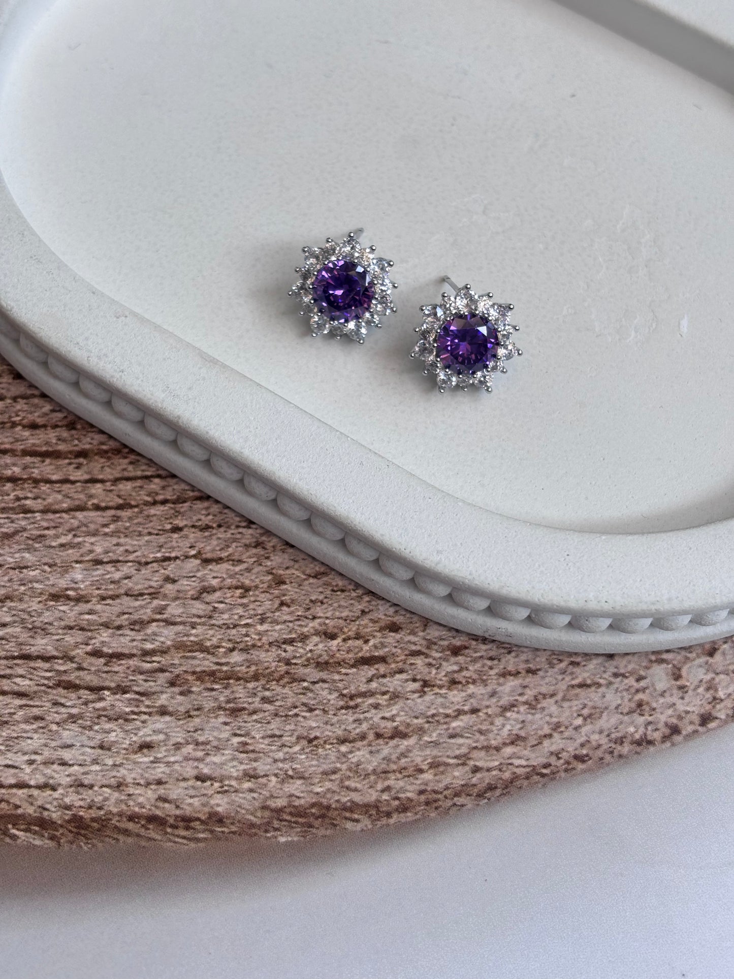 Violet Flower Zirconia studs