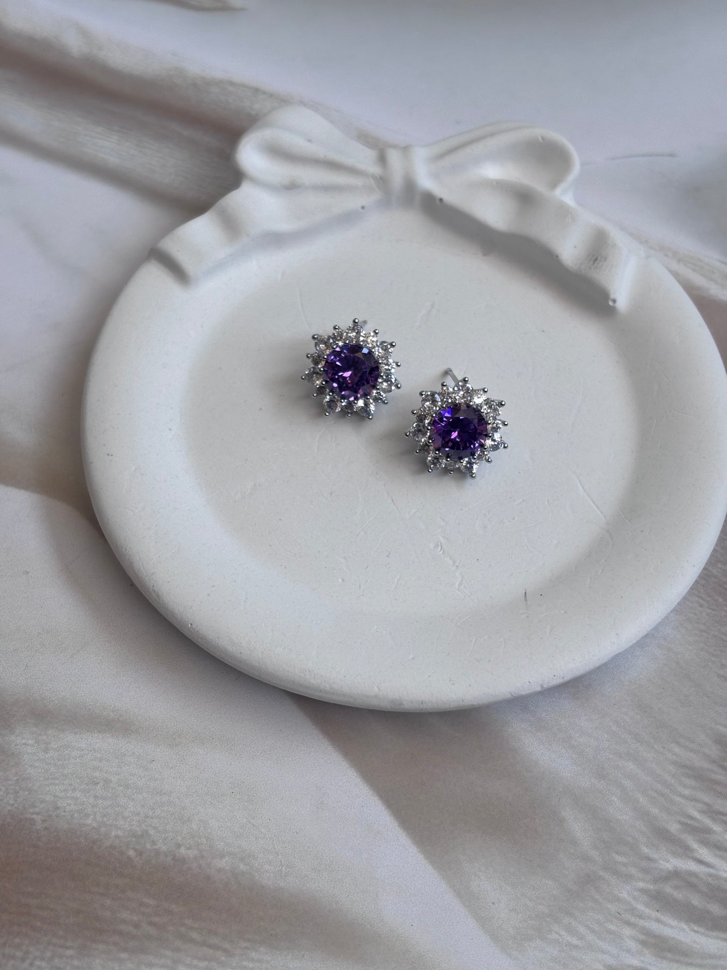 Violet Flower Zirconia studs