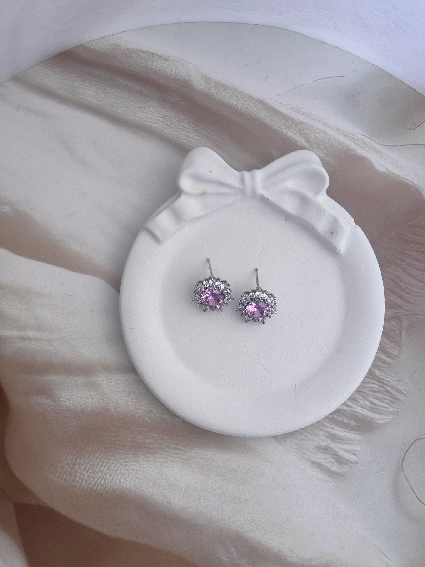 Pink Flower Zirconia studs