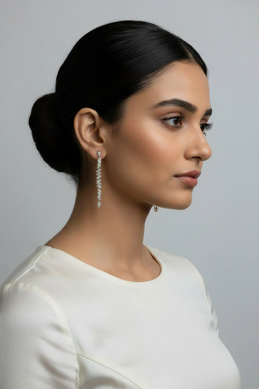 Diamond Drop long dangle earrings