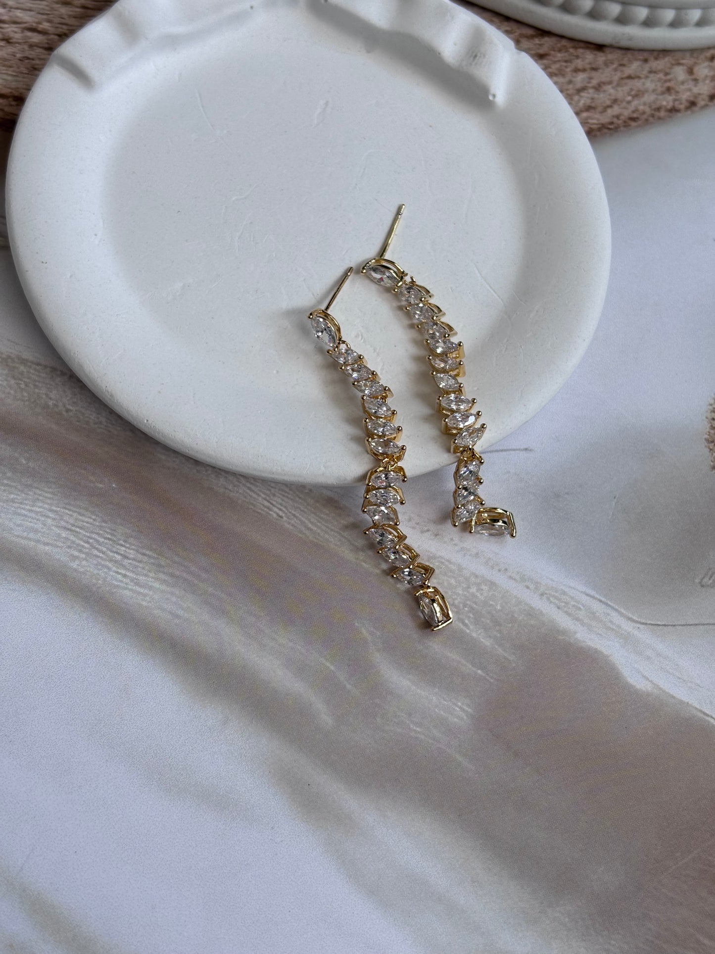 Diamond Drop long dangle earrings