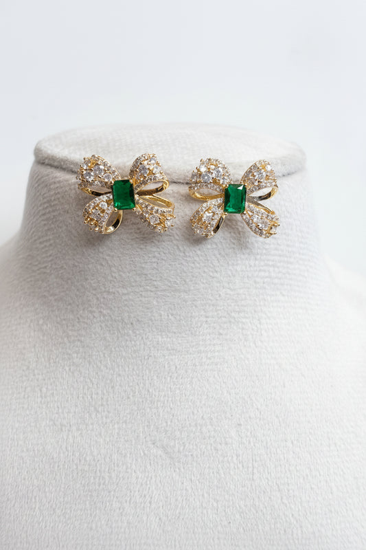 Emerald Bow Studs