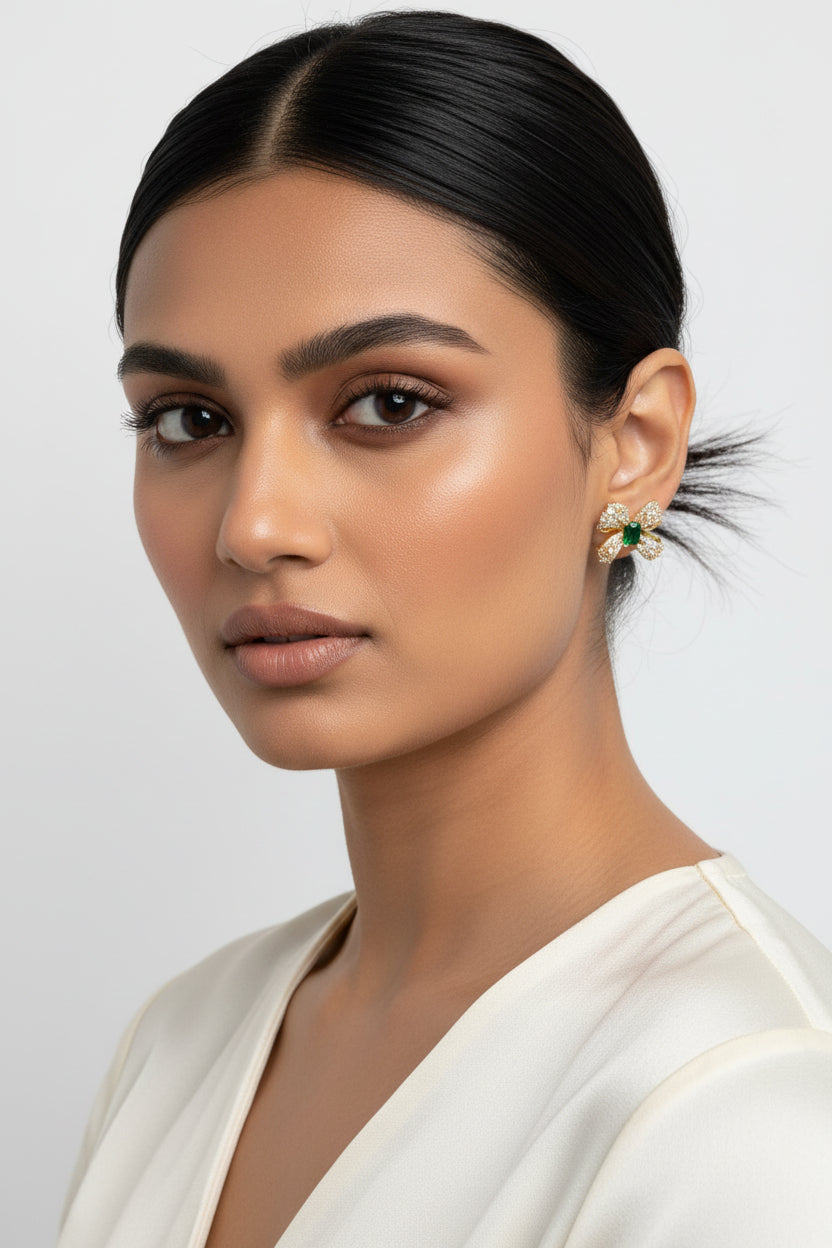 Emerald Bow Studs